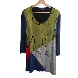 Art of Cloth Lagenlook Multicolor And Black Art to Wear Top Large